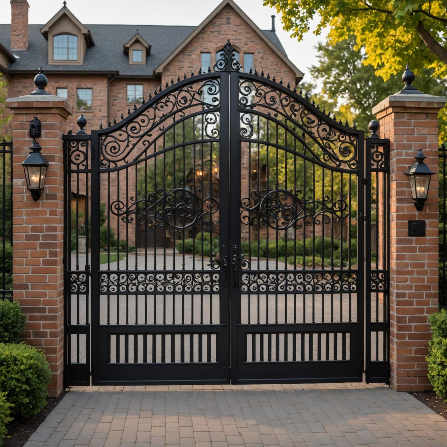 Custom metal gate with decorative scrollwork