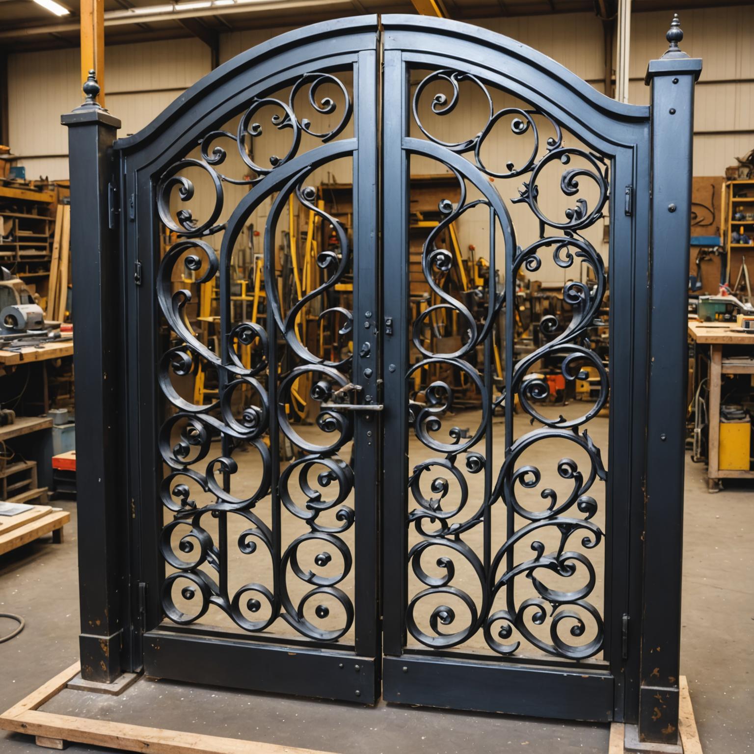 Ornate custom metal gate during fabrication