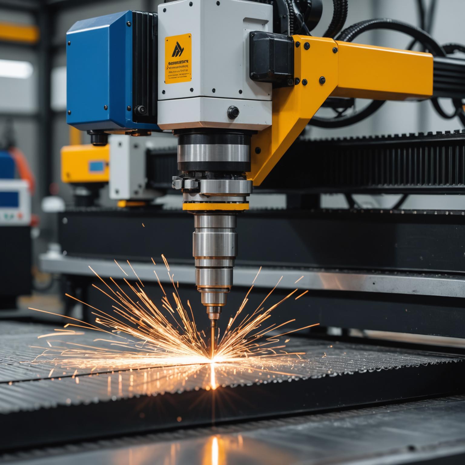 CNC laser cutter making precise cuts in sheet metal